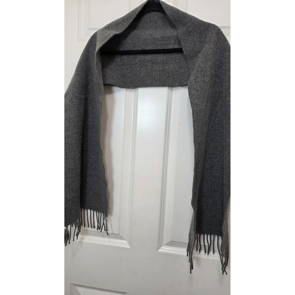Lambswool Scarf Unisex 68 x 12 Gray 100% Wool Made in Italy Winter Warm Soft